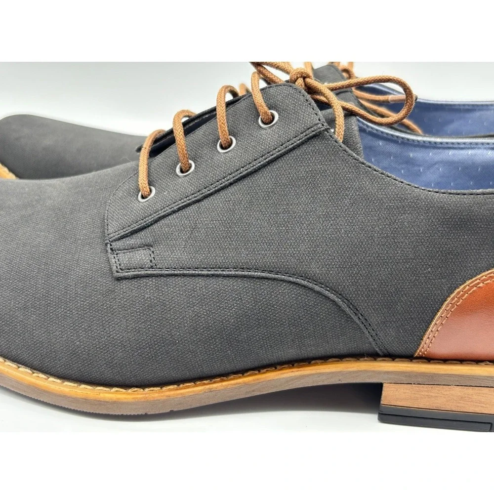 Perry Ellis Portfolio Men's Canvas Derby Oxford Shoes Gray Sz 13 Casual Lace-Up